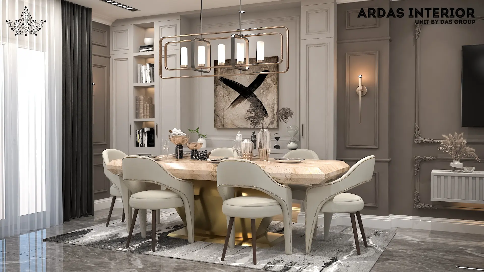 dining table set for modern homes from furniture showroom in Delhi