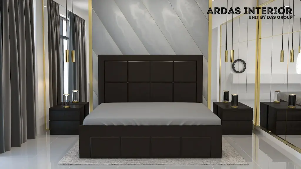 Ardas Interior Solid Wood Double Box, Hydraulic Bed  Chocolate Bed