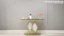 Lotus golden console with white marble