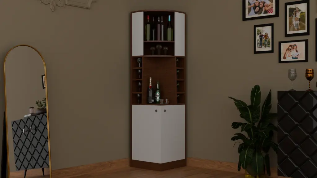 Braveallo Dark Corner Bar Cabinet