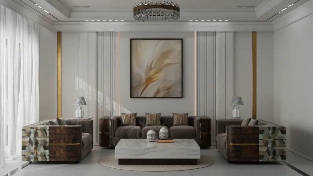 Victoria Sofa Set (3+2+2) – Luxury Wooden Frame Designer Sofa