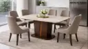6-Seater Dining Table with Smooth Marble Top & Upholstered Chairs