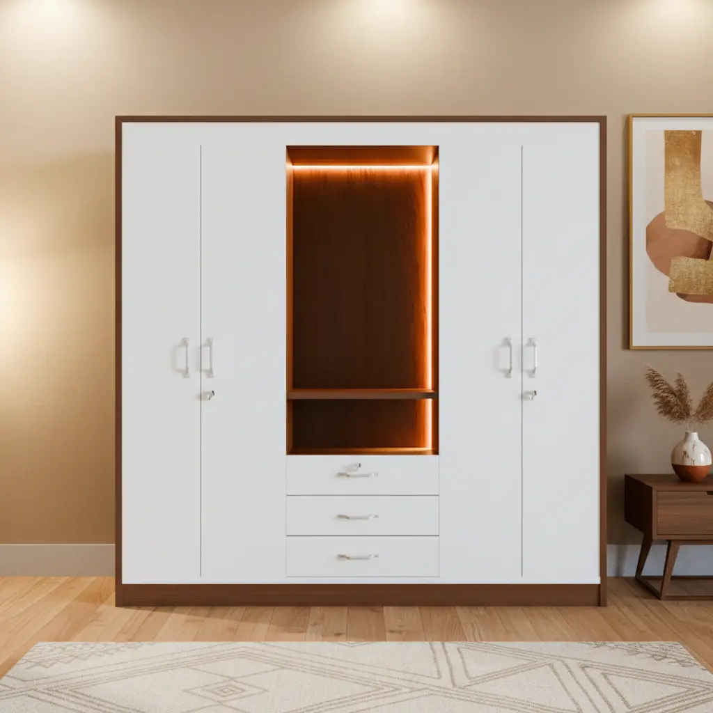 Aleastine four door almirah with dressing space