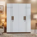 Chess Double Almirah – White & Brown, 4-Drawer Wardrobe