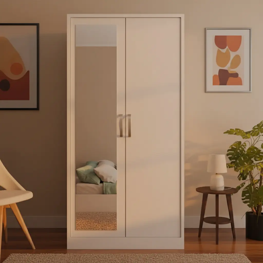 Plane Two-Door Wooden Wardrobe – Sleek & Functional Storage