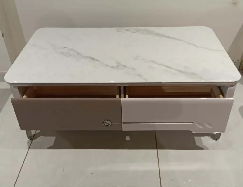 Marble Centre Table with Storage Drawers – Elegant & Functional Living Room Table