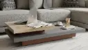 Hendrik Two-Tier Marble Coffee Table with Grey-Brown Wood Frame