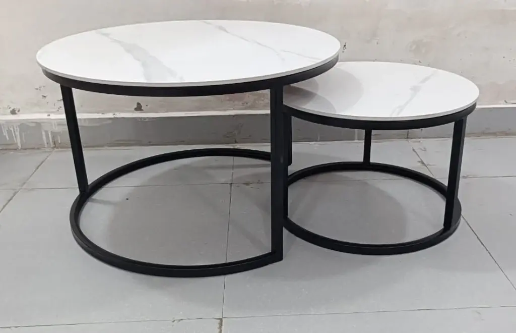 Imperial Marble Centre Table – Sleek Modern Look with White Marble & Black-Gold Base