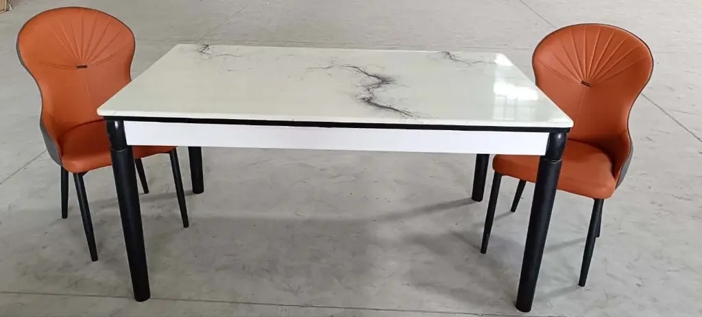 Aria Luxe White Marble Dining Table Set for 6 – Sleek & Stylish Compact Dining Set