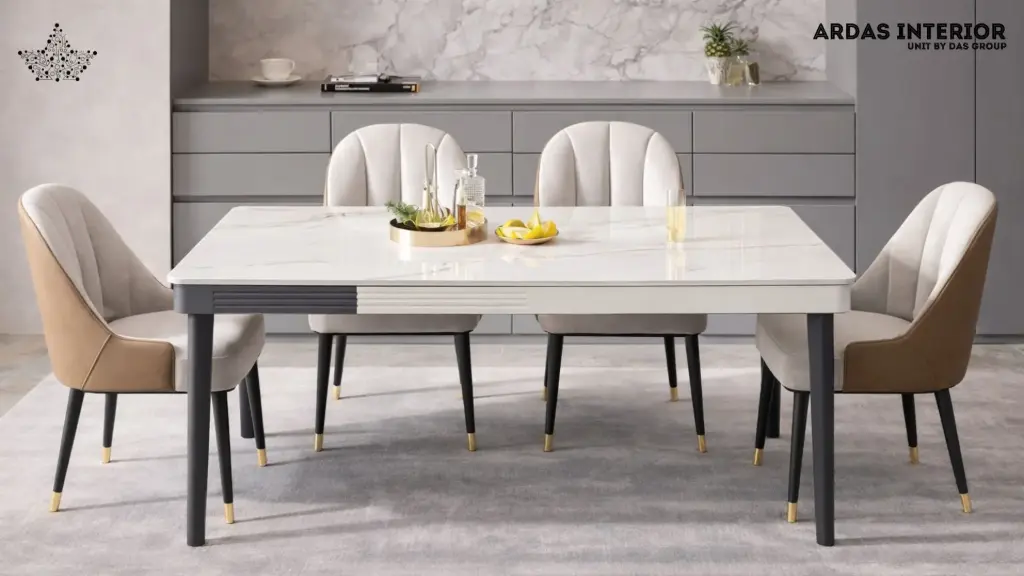 Sintered Stone Marble Dining Table – 4-Seater Modern Dining Table for Home
