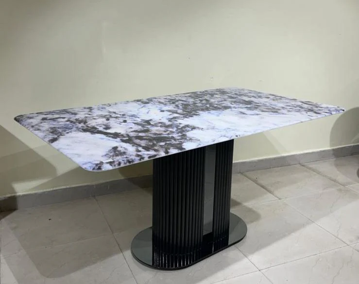 Sovereign Marble Dining Table with Contemporary Black Base