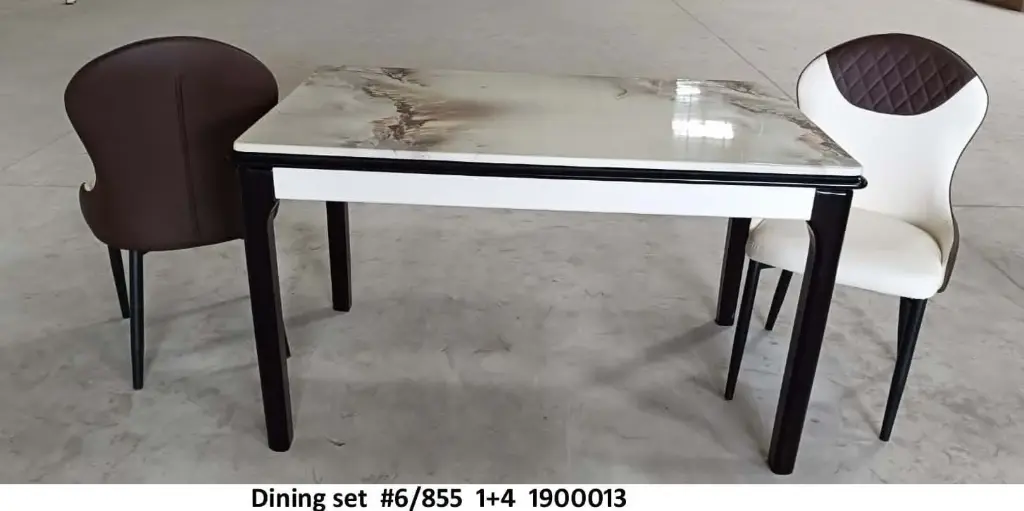 Marble Dining Table Set with 6 Premium Upholstered Chairs