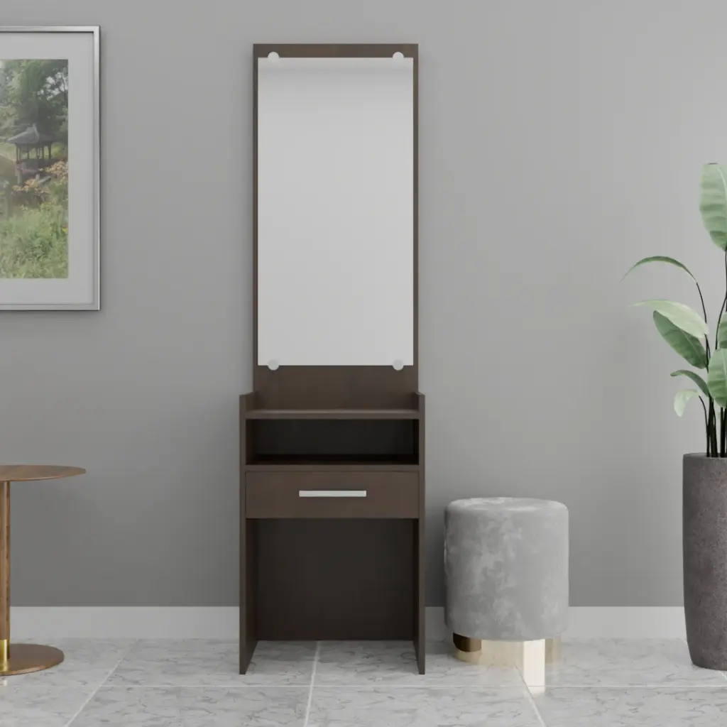 The Floral Inlay Vanity Dressing Table (Wood Finish)