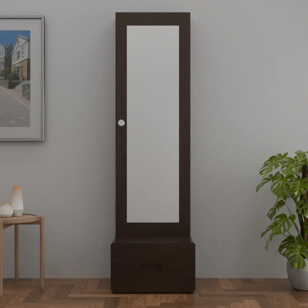 The Sculpted Mirror Dressing Table with a Wood Finish