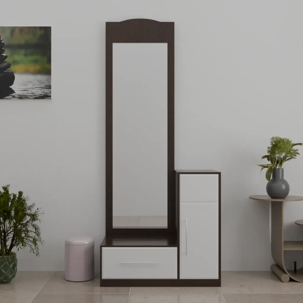 The Hollywood Glamour Mirror Dressing Table with a Wood Finish