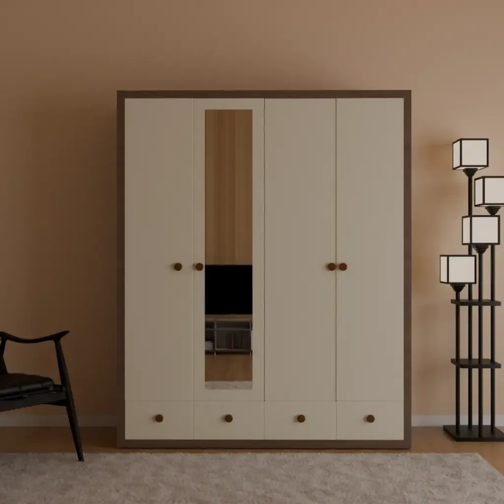 Apparel Alcove four door particle wood finish