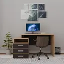 Augustine Dual Tone Engineered Wood Study Table Walnut Brown Finish