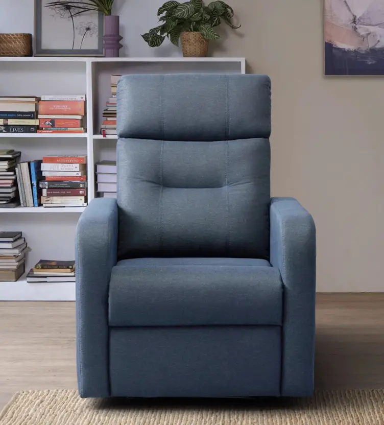 Fabric Manual Recliner(Finish Color - Ocean Blue, Pre-assembled)