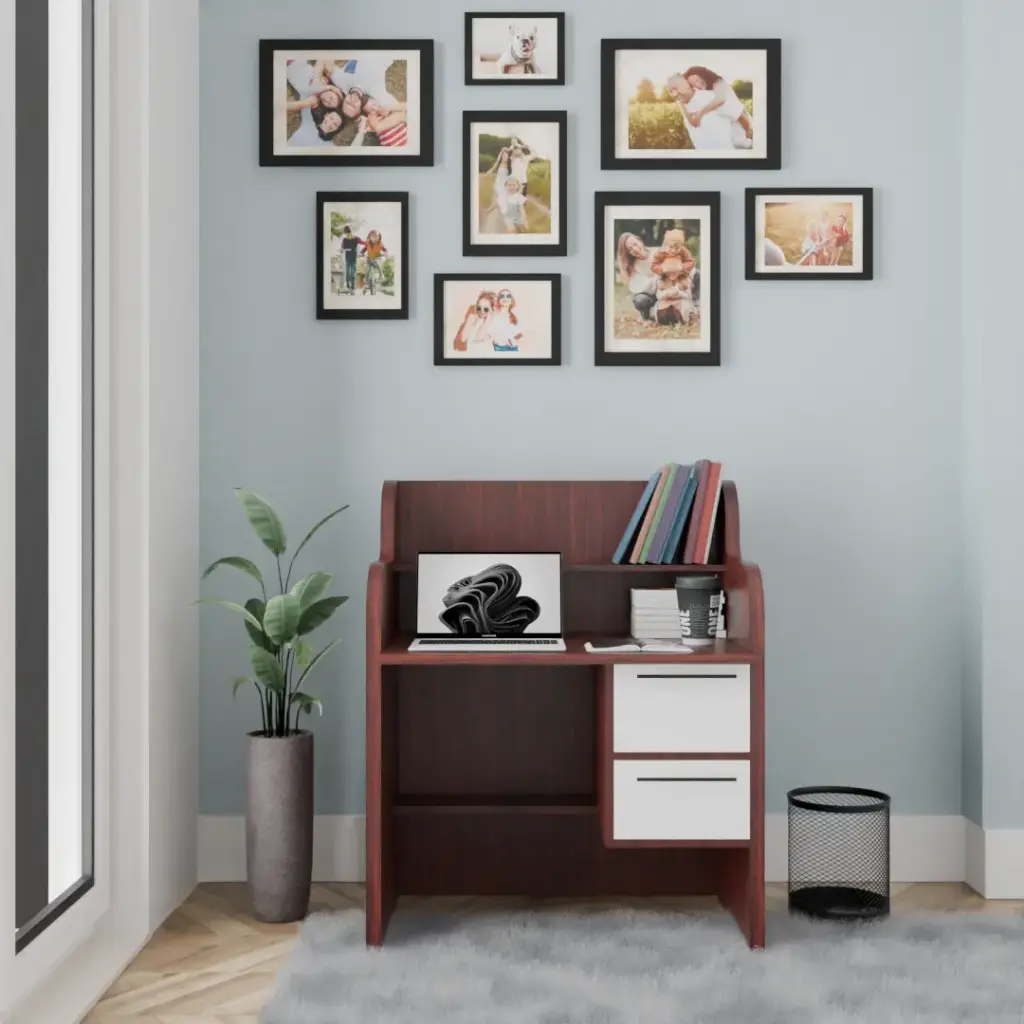 Walnut study Table in Wenge Finish Engineered Wood Writing table