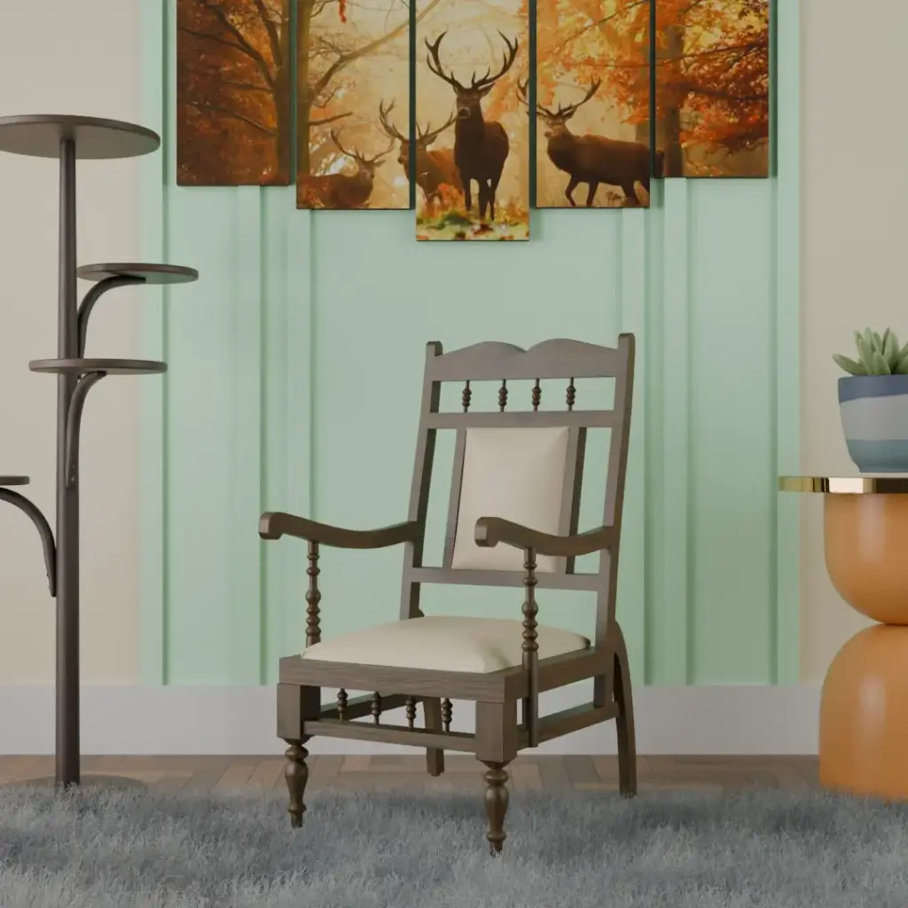 Opulence Oasis Wood Arm Chair In Teak Finish