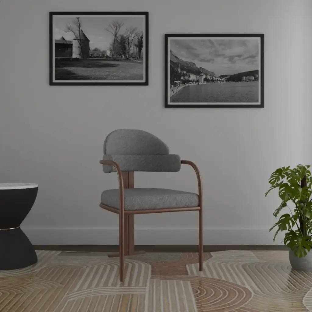 Midnight Perch chair with grey cotton textue