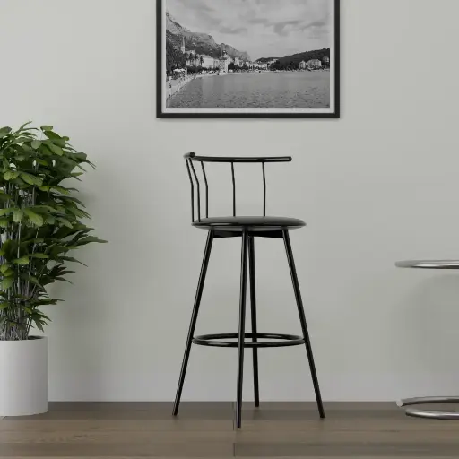 Echo Bar Perch Metal Bar Chair In Black Finish