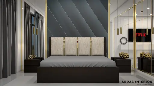 Ardas Interior Solid Wood Queen Hydraulic Bed  Back Bed Curve