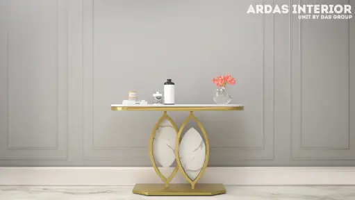 Lotus golden console with white marble