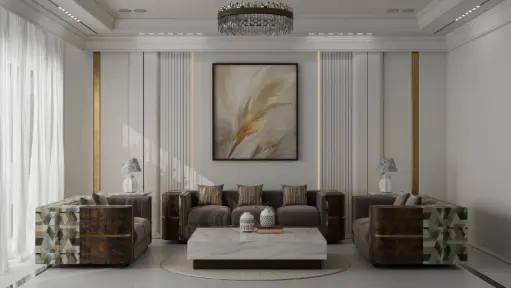 Victoria Sofa Set (3+2+2) – Luxury Wooden Frame Designer Sofa