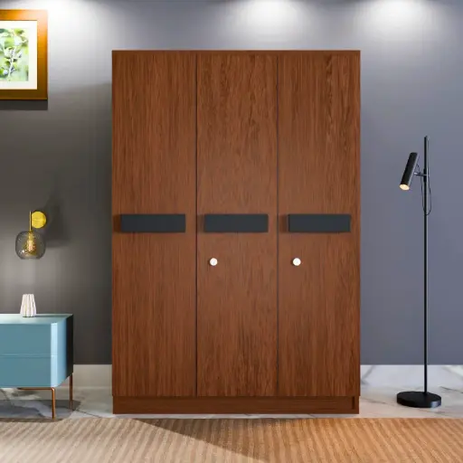 Chiron 3 Door Wooden Almirah – Stylish Triple Door Storage for Modern Homes