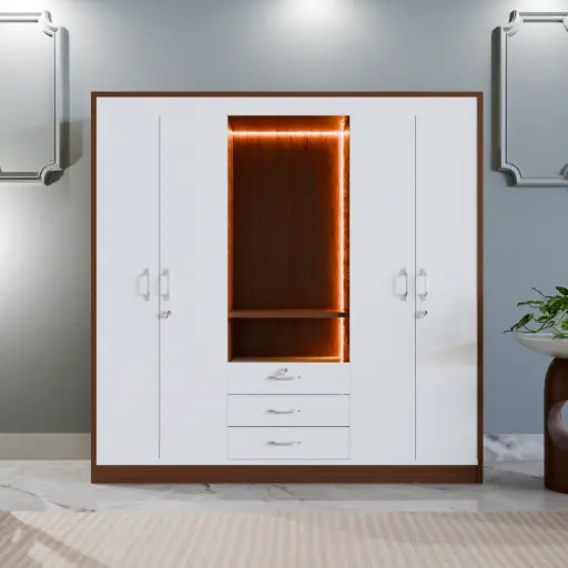 Aleastine four door almirah with dressing space