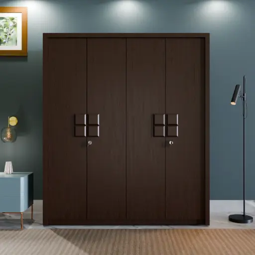 Choco Dark Wooden Almirah with Four Doors – Spacious & Stylish Storage 