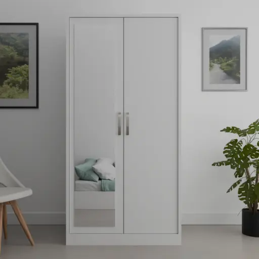 Plane Two-Door Wooden Wardrobe – Sleek & Functional Storage