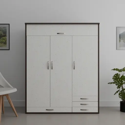 The Rainbow Three-Door Wardrobe – Stylish, Spacious Wooden Almirah
