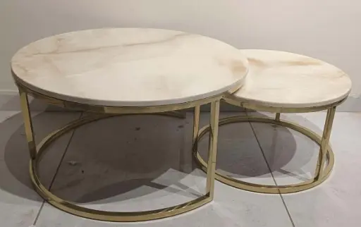 Astra Luxe Premium Marble Center Table with Sculptural Golden Frame