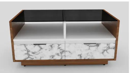 Coffee Table with Black Glass Top – Sleek & Modern Living Room Accent