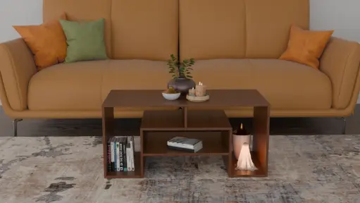 Dark Wooden Coffee Table with Open Shelf Storage – Modern Center Table