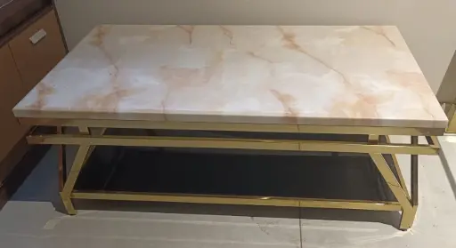 ARDAS INTERIOR STELLAR INDUSTRIAL GOLD METAL MARBLE CENTER TABLE