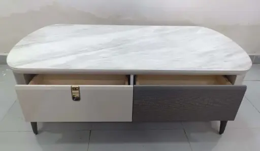 Elysian Marble Centre Table – Refined Modern Design with 3D Glass Top