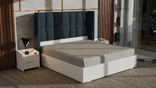 verisage luxury bed with white and blue colour combination