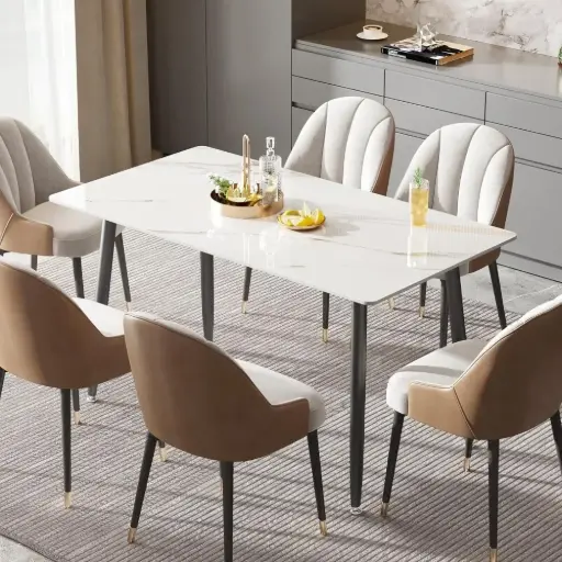 Sintered Stone Marble Dining Table – 4-Seater Modern Dining Table for Home
