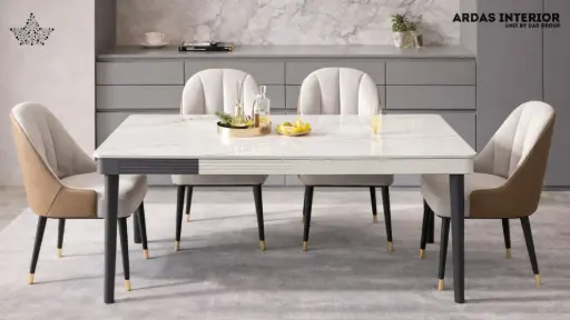 Sintered Stone Marble Dining Table – 4-Seater Modern Dining Table for Home
