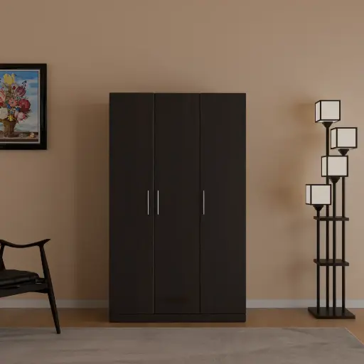 Celestial Closet three door dark wood finish