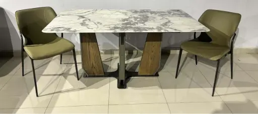 Natura Dining Table with Premium Wooden Base & Modern Chairs
