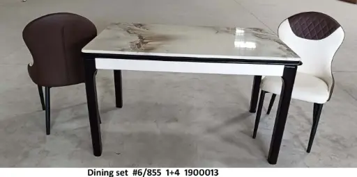 Marble Dining Table Set with 6 Premium Upholstered Chairs