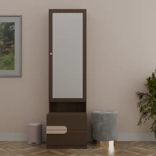 The Monochrome Beauty Dressing Table with a Wood Finish
