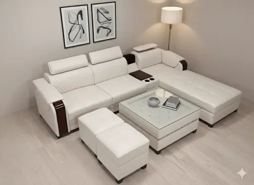 Aurora Premium L-Shaped Sofa with Cupholder