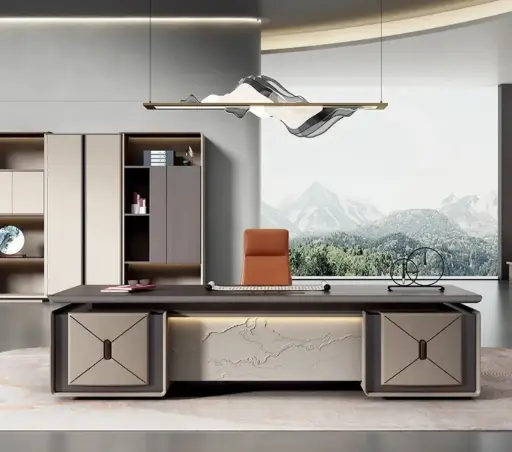 Executive L-Shape CEO Office Desk – Modern Solid Wood Office Table