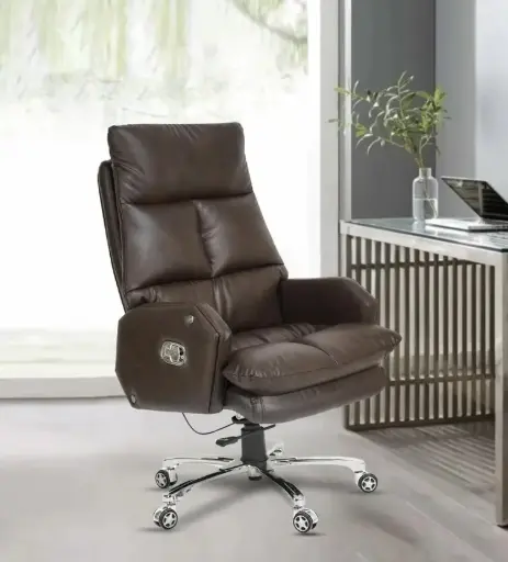 Brown High-Back Executive Office Chair – ArdasInterior Leatherette Adjustable Chair