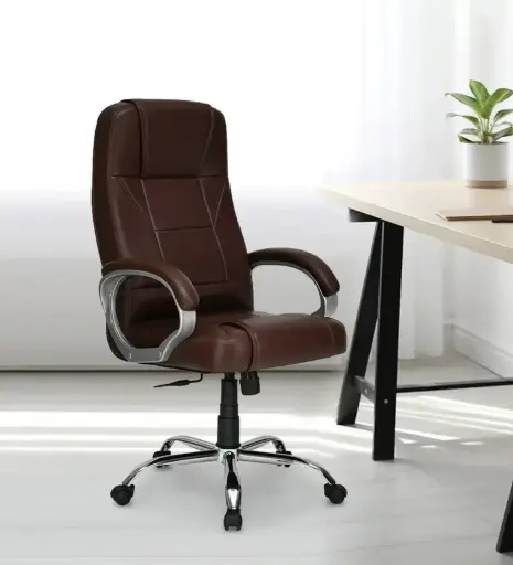 Mega Fabric Executive Office Chair – Brown Finish Leatherette 